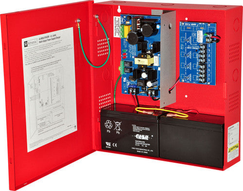 Altronix AL400ULPD4CBR | Power Supply Charger, 4 PTC Class 2 Outputs, 12/24VDC @ 4A, 115VAC, Red BC300 Enclosure