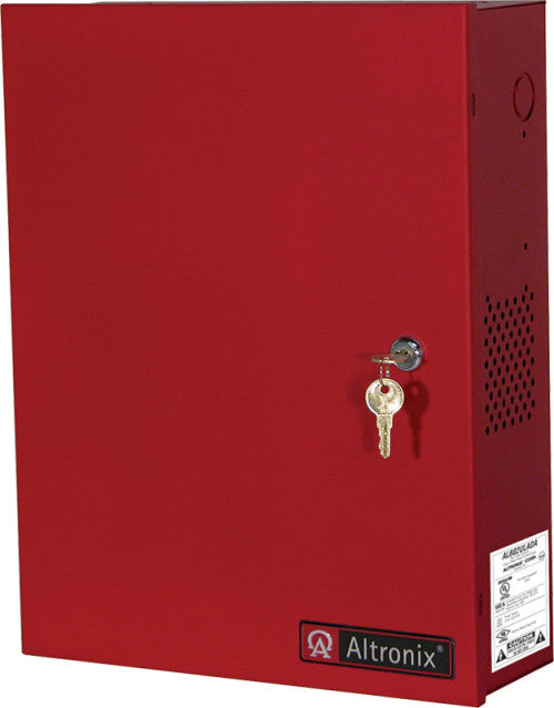 Altronix AL600ULACMCBR | Access Power Controller w/ Power Supply/Charger, 8 PTC Class 2 Relay Outputs, 12/24VDC @ 6A, FAI, 115VAC, Red BC400 Enclosure