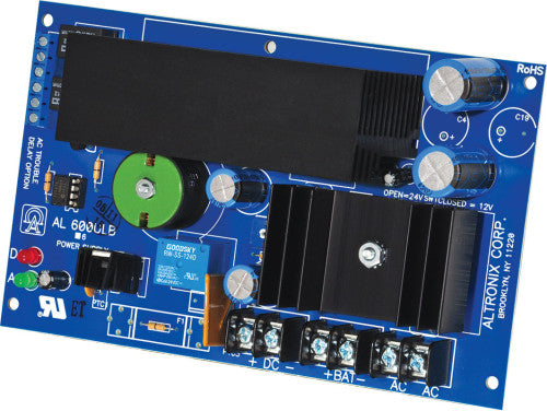 Altronix AL600ULB | Power Supply Charger, Single Output, 12/24VDC @ 6A, Input 28VAC, Board