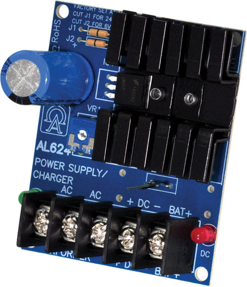 Altronix AL624 | Linear Power Supply Charger, Single Class 2 Output, 6/12/24VDC @ 1.2A, 16 to 24VAC, Board