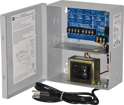 Altronix ALTV244ULCB3 | CCTV Power Supply, 4 PTC Class 2 Outputs, 24/28VAC @3.5A, BC100 Enclosure, includes 3-wire line cord