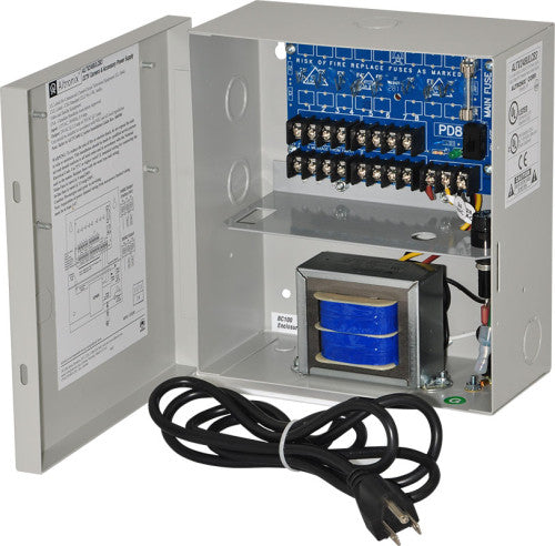 Altronix ALTV248ULCB3 | CCTV Power Supply, 8 PTC Class 2 Outputs, 24/28VAC @ 3.5A, 115VAC, BC100 Enclosure, includes 3-wire line cord