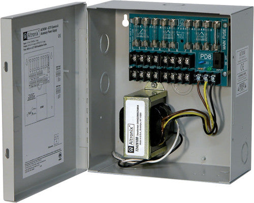 Altronix ALTV248 | CCTV Power Supply, 8 Fused Outputs, 24/28VAC @ 4A, 115VAC, BC100 Enclosure