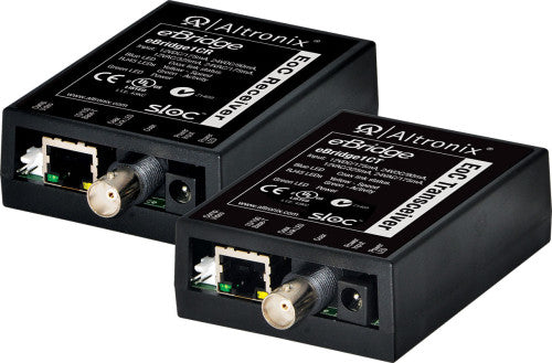Altronix EBRIDGE1CRT | EoC Single Port Adapter Kit, 25Mbps, silmultaneous composite video, 12/24VDC or 16/24VAC, Includes Receiver & Transceiver