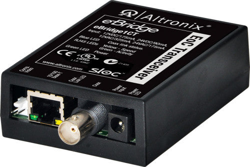 Altronix EBRIDGE1CT | EoC Single Port Transceiver, 25Mbps, silmultaneous composite video, 12/24VDC or 16/24VAC, Requires Compatible Receiver