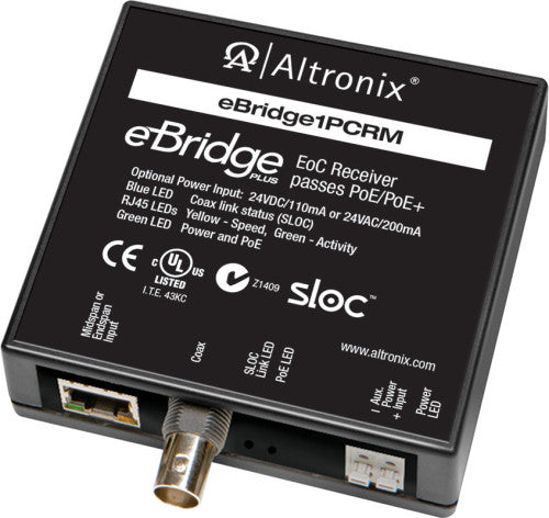 Altronix EBRIDGE1PCRM | EoC Single Port Receiver, 25Mbps, Passes PoE/PoE+, Requires Compatible Transceivers