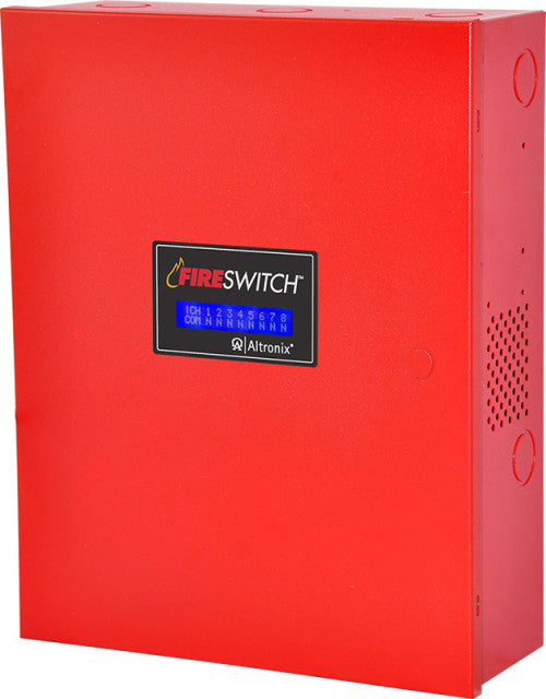 Altronix FIRESWITCH108 | NAC Power Supply, 4 Class A, 8 Class B, 24VDC @ 10A, LCD and Network Connection for Programming and Status Monitoring, 115VAC, Red BC400 Enclosure