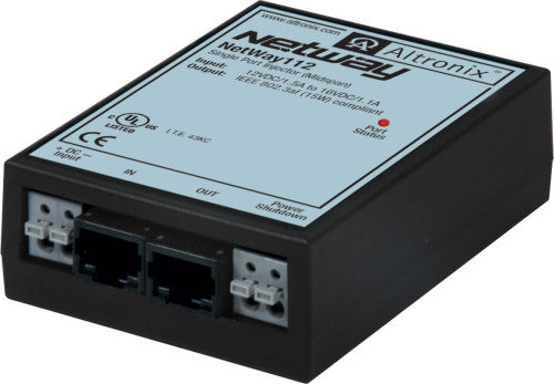 Altronix NETWAY112 | Midspan Injector, Single Port, 10/100, PoE, 15W, 12VDC, Shutdown Trigger