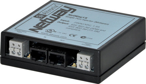 Altronix NETWAY1X | Midspan Injector, Single Port, 10/100, PoE/PoE+, 30W, 24VAC/VDC, Shutdown Trigger