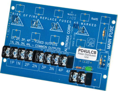 Altronix PD4ULCB | Power Distribution Module, 4 PTC Outputs up to 28VAC/VDC, Board