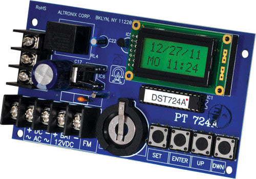 Altronix PT724A | Timer, 365 Day 24 Hour Annual Event, 1 Channel, LCD Display, Battery Charger, Board