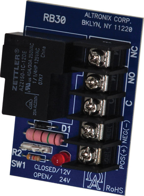 Altronix RB30 | Relay Module, 12/24VDC, SPDT Contact @ 30A - 28VDC/120VAC/277VAC