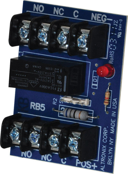 Altronix RB5 | Relay Module, 6/12VDC, DPDT Contacts @ 5A - 220VAC/28VDC