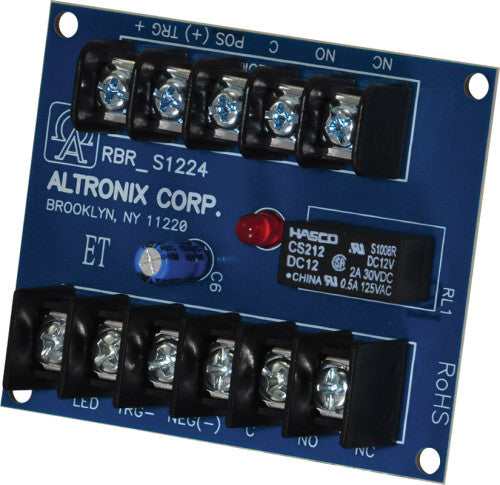 Altronix RBR1224 | Relay Module, Toggle/Ratchet Relay, 12/24VDC, DPDT @.5A - 120VAC or 2A - 28VDC