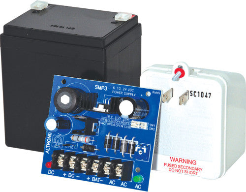 Altronix SMP312C | Power Supply Charger, Single Output, 6/12/24VDC @ 2.5A, 16-28VAC, Board, Includes BT124 and TP1640