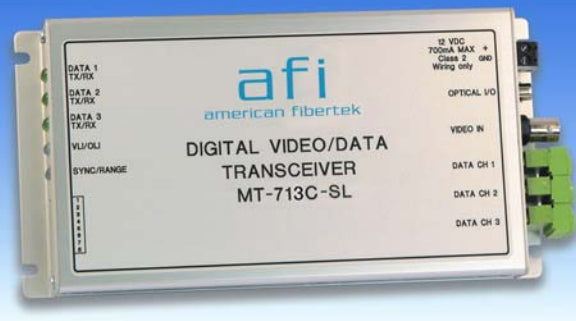 American Fibertek MT713CSL | 1 Fiber 8 Bit Video & 3 MPD Data Module Transmitter