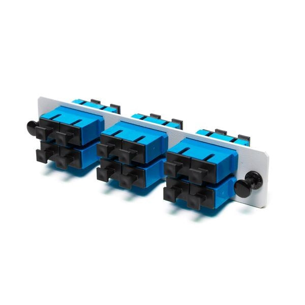 Amphenol Network Solutions 055-0000-6210 | Patch Plate, Duplex Fiber, SC/UPC Connector, Wall-Mount, White, 12-Port