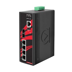 Antaira Technologies LMP-0501-M-24-V2 | 5-Port Industrial PoE+ Light Layer 3 Managed Ethernet Switches with 4 10/100Tx (30W/Port) and 1 100Fx Multimode 2Km, 12-36VDC- Version 2 Hardware