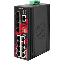 Antaira Technologies LMP-1204G-SFP-BT | 12-Port Industrial Gigabit IEEE 802.3bt PoE++ Light Layer 3 Managed Ethernet Switch
