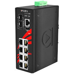 Antaira Technologies LMX-1002G-SFP | 10-Port Industrial Gigabit Managed Ethernet Switch with 8 10/100/1000Tx + 2 100/1000 SFP Slots