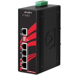 Antaira Technologies LNP-0500G-BT-T | 5-Port Industrial Gigabit IEEE 802.3bt PoE++ Unmanaged Ethernet Switch with 4 10/100/1000Tx (90W/Port) and 1 10/100/1000Tx; EOT: -40C-75C