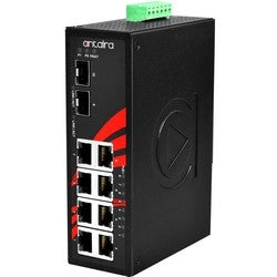 Antaira Technologies LNP-1002G-SFP-24 | 10-Port Industrial PoE+ Unmanaged Ethernet Switch with 810/100/1000Tx (30W/Port) + 2100/1000 SFP Slot, 1236VDC