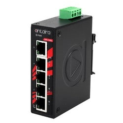 Antaira Technologies LNP-C500G-T | Compact 5-Port Industrial Gigabit PoE+ Unmanaged Ethernet Switch with 4*10/100/1000Tx (30W/Port) + 1*10/100/1000Tx; EOT: -40 to 75C