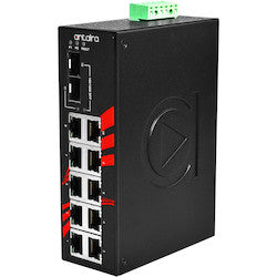 Antaira Technologies LNX-1202G-SFP-T | 12-Port Industrial Gigabit Unmanaged Ethernet Switch with 10 10/100/1000Tx + 2 100/1000 SFP Slots; EOT: -40 - 75C