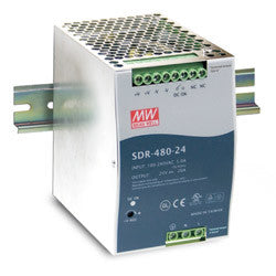 Antaira Technologies SDR-480-24 | 480 Watt Series / 24 VDC / 20.0 Amps Industrial Slim High-Efficiency Single Output DIN Rail Power Supply