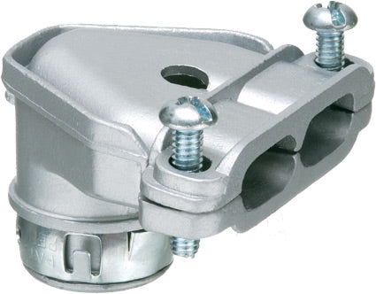 Arlington 84690ST | Snap-In Flex Connector, Duplex, Ac/Mc, 90 Degree, 3/8", Zinc Die Cast