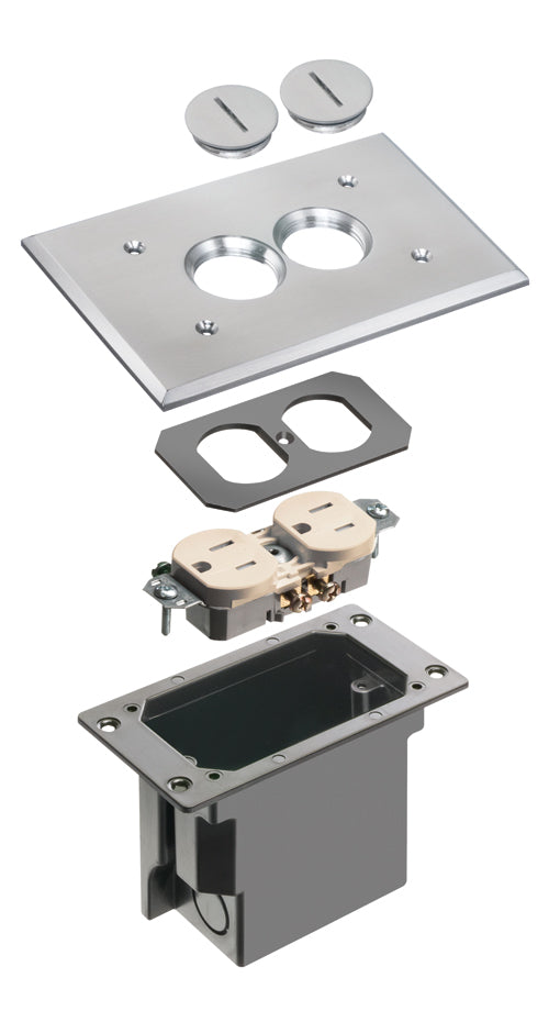 Arlington FLBR101NL | Non Metallic Box With Metal Covers For Existing Floors