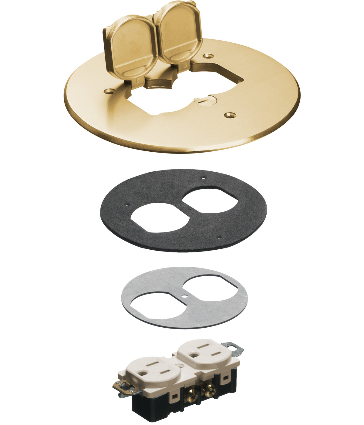 Arlington FLB5331MB | 1 Gang Brass Cover With 2-Flip Lids