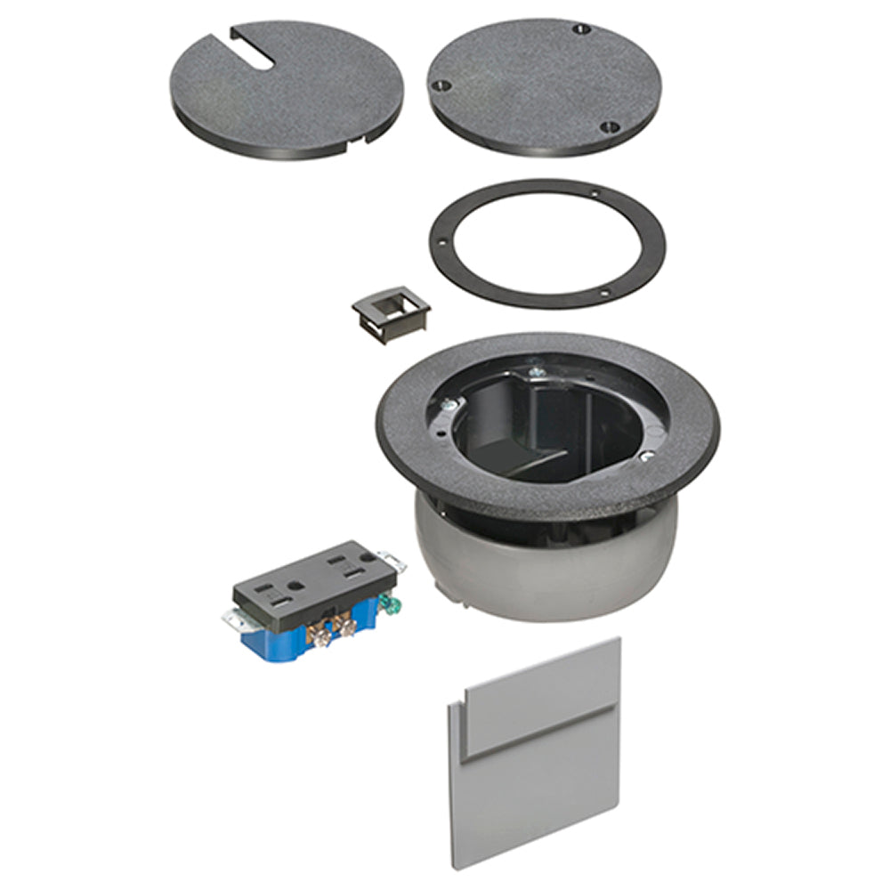 Arlington FLBC4560DBL | Recessed Black Floor Box With De