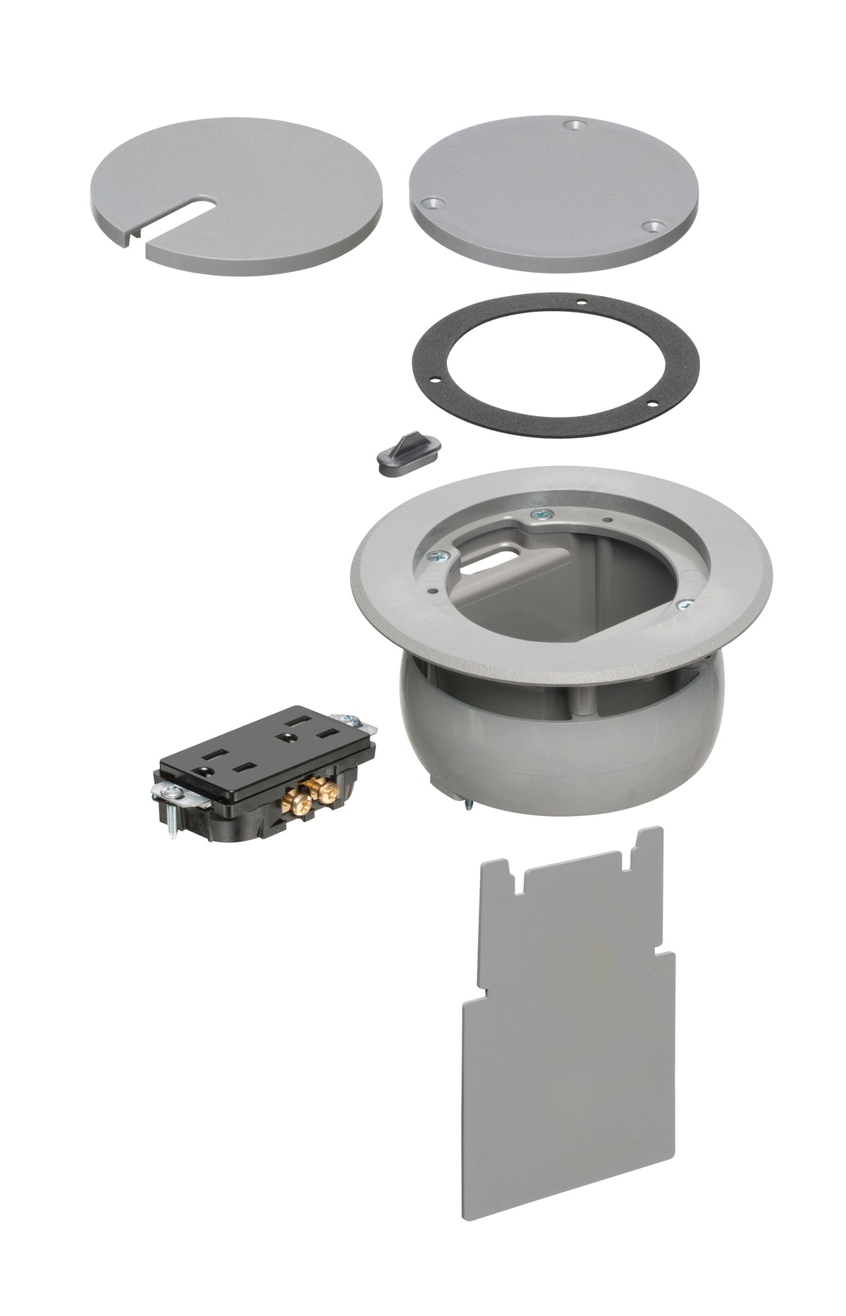 Arlington FLBC4560DGY | Recessed Gray Floor Box Cover Kit With Decora Receptacle