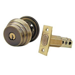 Arrow Lock E61 05A 395 141 KA4 | Door Deadbolt, Square Corner Strike, Single Cylinder, Cylinder x Thumbturn, Antique Brass
