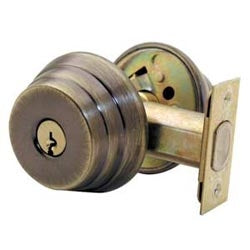Arrow Lock E62-CS 05A 395 141 KA4 | Door Deadbolt, Square Corner Strike, Double Cylinder, CS Keyway, Keyed Alike in 4, Antique Brass