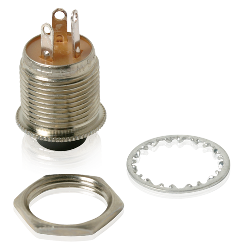 Atlas Sound HX11-P | SPDT Momentary Push Button Switch, 1/4 Amp Contacts. Black Button. Includes Hardware
