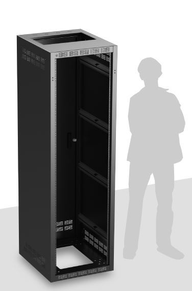Atlas Sound 240-25 | Welded Rack 25.5 inch Deep, 40RU, Shown with Optional Front Door