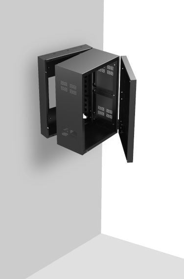 Atlas Sound 316-12 | 19 inch Wide Opening Stand-Alone Wall Cabinet with Adjustable Rails 16 RU