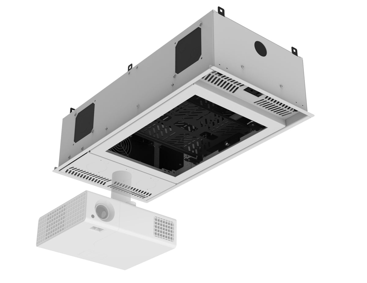 Atlas Sound CR212P | 1 Feet x 2 Feet Ceiling-Mount Rack with 2RU, Half-Width, Ambi Tilt Shelf and Integrated AC Power
