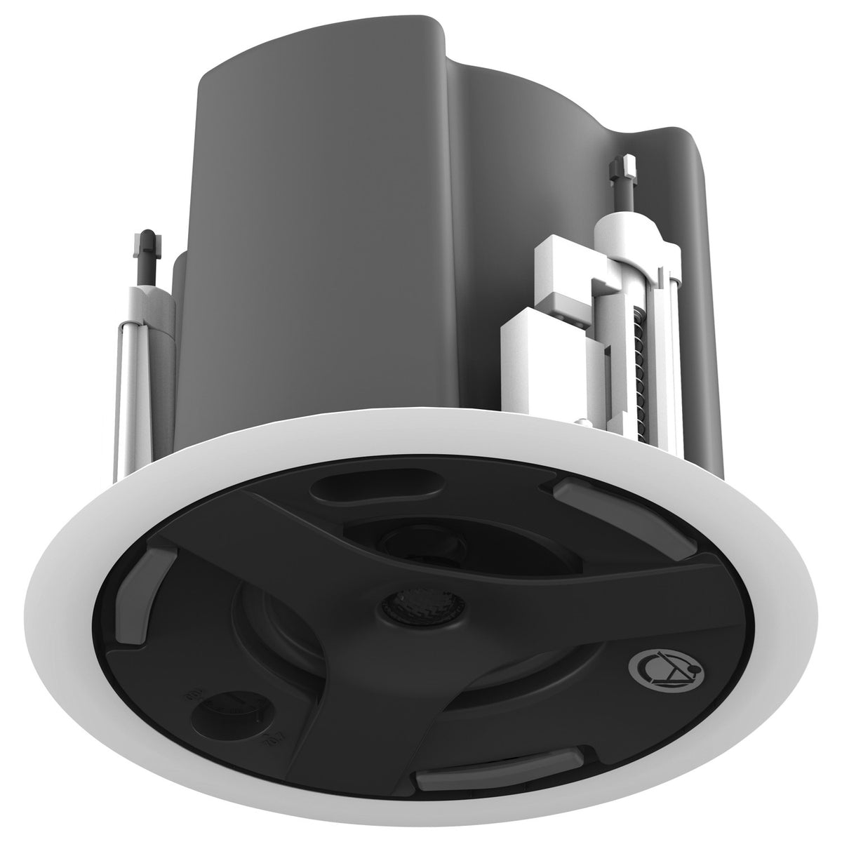 Atlas Sound FAP43T-W | 4.5 Inch Coaxial In-Ceiling Speaker with 32-Watt 70V/100V Transformer, Ported Enclosure, and Safety First Mounting System