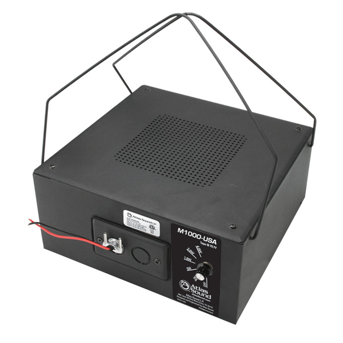 Atlas Sound M1000-USA | 8 Inch Dual Cone Sound Masking Speaker with 4-Watt 70V Transformer, Black Enclosure, and BAA Compliance