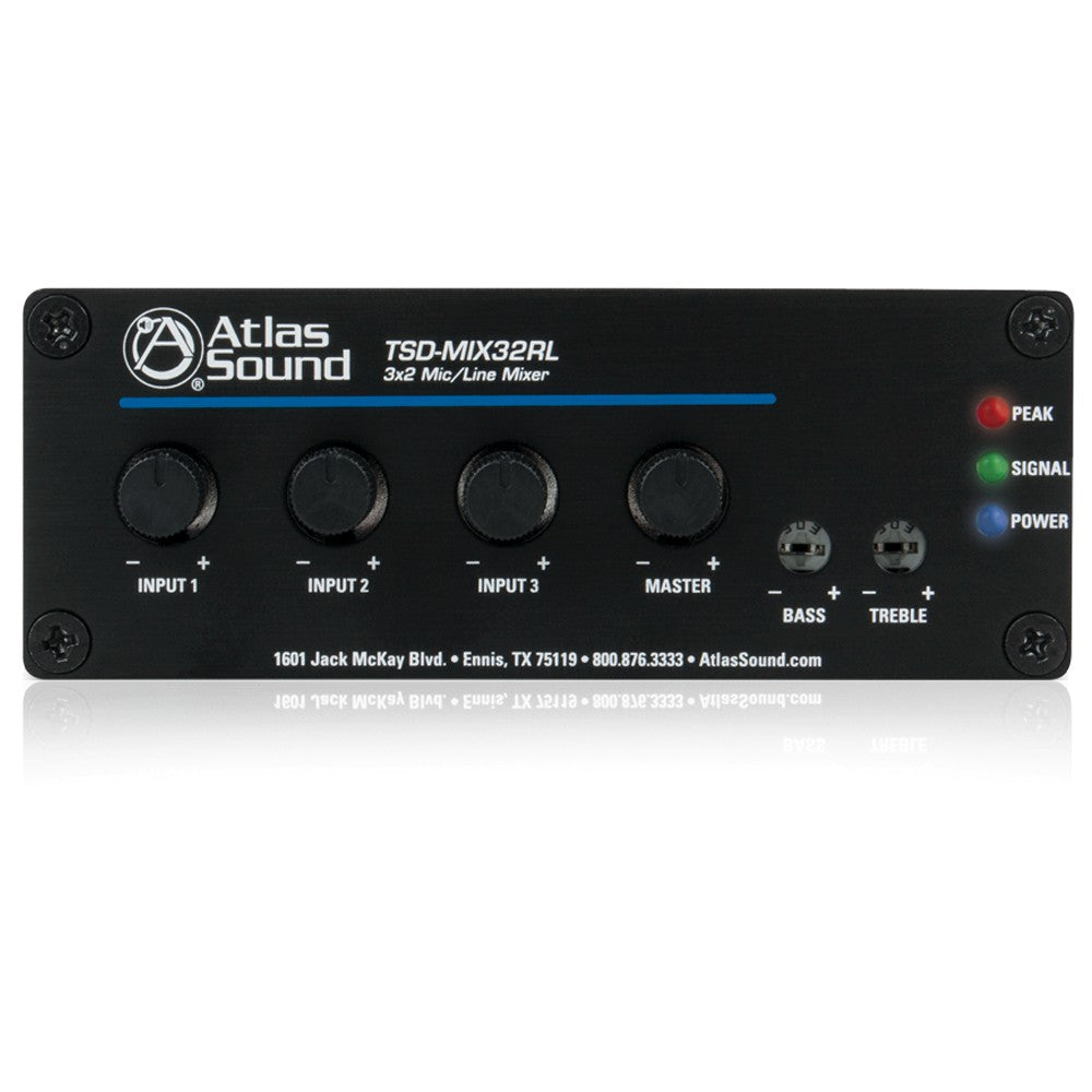 Atlas Sound TSD-MIX32RL | 3x2 Stereo Line Mixer with Remote Level