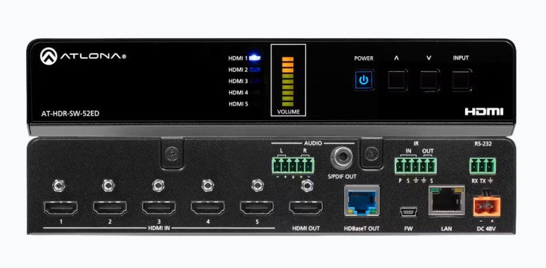 Atlona Technologies AT-HDR-SW-52ED | HDR 5 x 2 HDMI Switcher 100 m