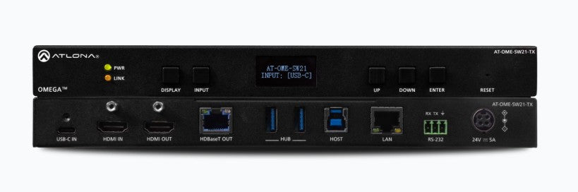 Atlona Technologies AT-OME-SW21-TX | 2x1 AV Switcher HD BaseT Transmitter