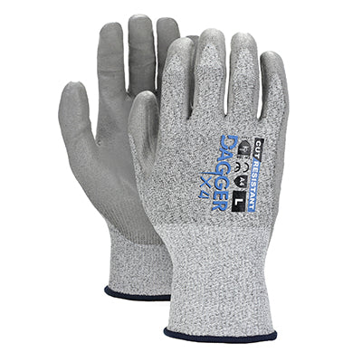Azusa Safety 870002/CSBWA1-S | Direct Safety Dagger X4 Cut-Resistant Gloves Polyurethane Coated, Gray, Small