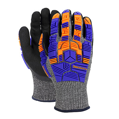 Azusa Safety 870066/CSBWE3-L | Direct Safety Dagger X5 TPR Impact Cut-Resistant Gloves Sandy Nitrile, Gray, Large