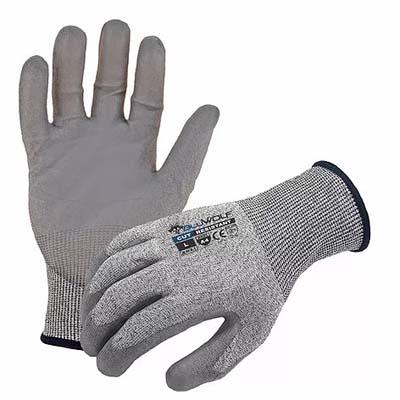 Azusa Safety BW4000-L | Bluwolf Seamless Knit Cut Resistant Glove Premium Polyurethane Palm Coating, Large
