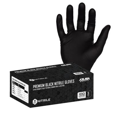 Azusa Safety ND6020-M | Premium Disposable Nitrile Industrial Gloves Powder-Free, 6 mil, Textured, Black, Medium, 100/Box