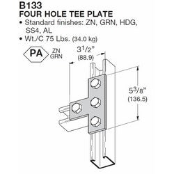B-Line B133HDG | 4-Hole Tee Plate, Hdg Finish